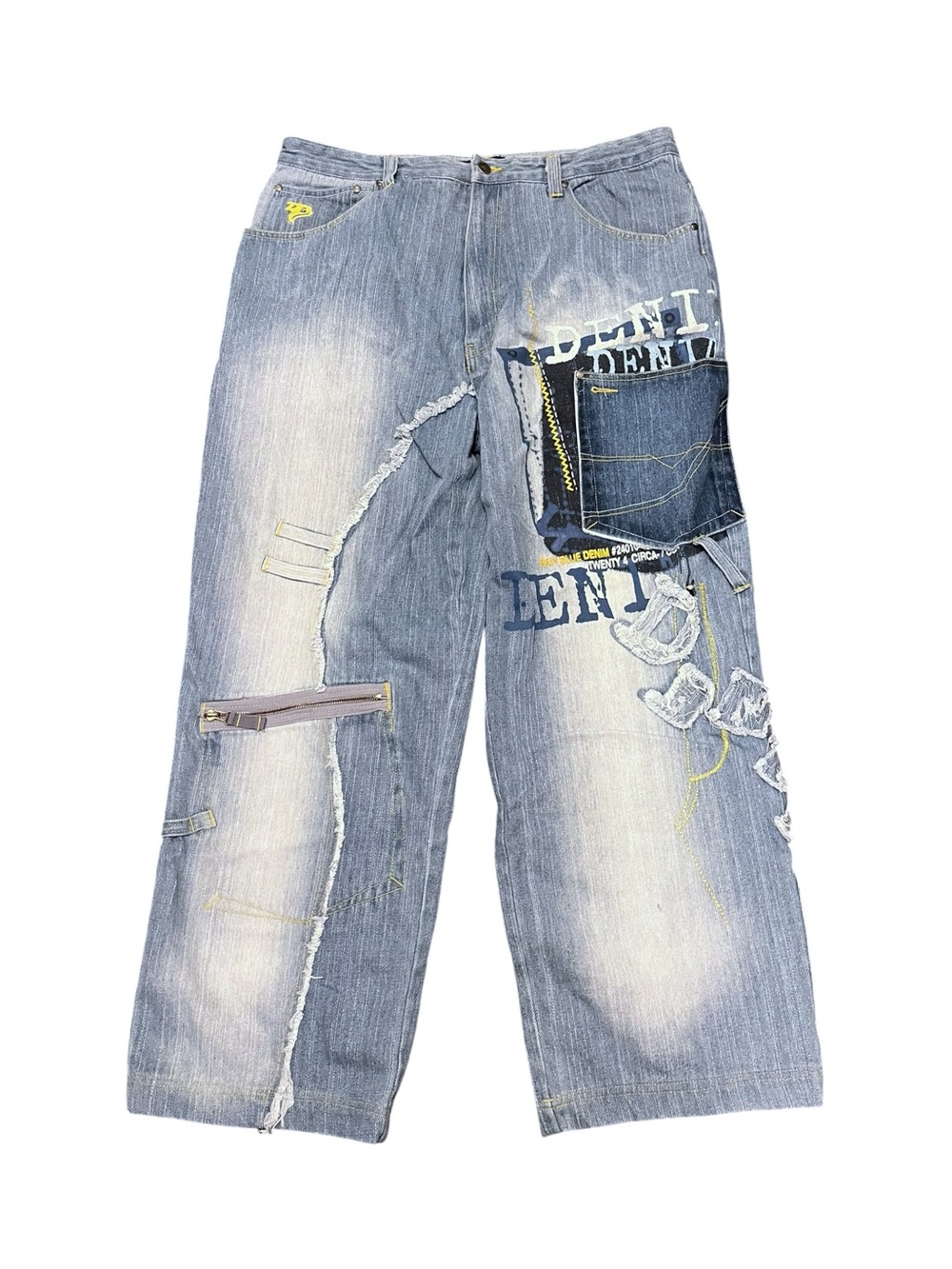 Vintage Y2K Raw Blue Streetwear Grunge Cargo Jeans